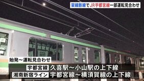JR宇都宮線で架線が2か所断線し停電　始発から宇都宮線の久喜駅～小山駅間などで運転見合わせ　午前中は運転再開できない見込み|TBS NEWS DIG