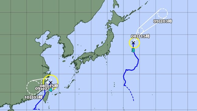 【台風情報】ダブル台風は日本から遠のくも…台風3号はあすにも低気圧に 台風4号は沖縄地方の天気に影響 今後の進路と勢力をくわしく 気象庁発表|TBS NEWS DIG