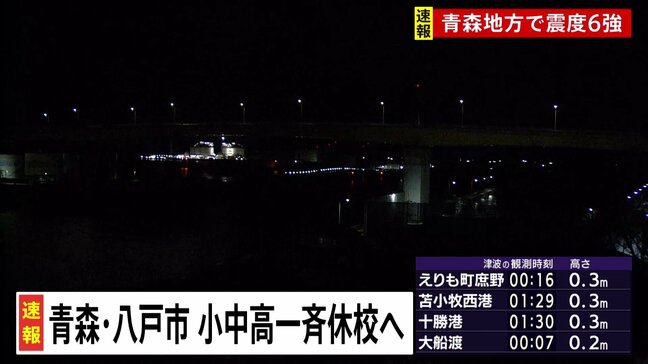 八戸市立の小中学校65校と青森県立高校8校は9日休校【青森県で震度6強】|TBS NEWS DIG
