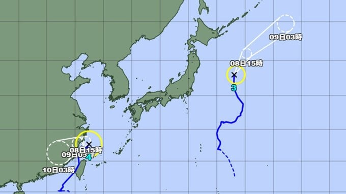 【台風情報】ダブル台風は日本から遠のくも…台風3号はあすにも低気圧に　台風4号は沖縄地方の天気に影響　今後の進路と勢力をくわしく　気象庁発表　|　山形のニュース│TUYテレビユー山形