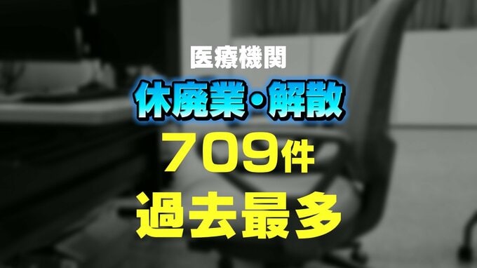 「病院」「診療所」「歯科医院」の休廃業・解散は合計709件で過去最多…うち「診療所」は10年で2.3倍に増加　2023年度まとめ　帝国データバンク　|　富山のニュース｜天気・防災｜チューリップテレビ