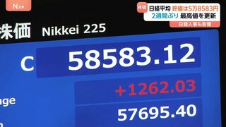 日経平均株価1200円超の上昇　約2週間ぶりに史上最高値更新　終値5万8583円　午前アメリカの株高受け、午後日銀の審議委員人事で| TBS CROSS DIG with Bloomberg
