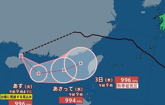 【復活台風】「熱帯低気圧a」が24時間以内に再び台風に発達する見込み…「台風18号(ソウデル)」復活へ　今後の進路予想・9月10日にかけての雨風シミュレーション【気象庁31日10時10分発表】今後の台風情報に注意|TBS NEWS DIG