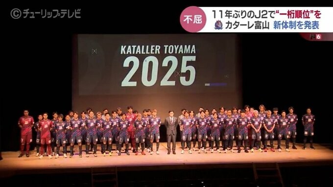 「No カターレ No、LIFE」11年ぶりのJ2へ！カターレ富山が新体制発表　準優勝の立役者も加入「不屈」の精神で一桁順位を目指す　　|　富山のニュース｜天気・防災｜チューリップテレビ