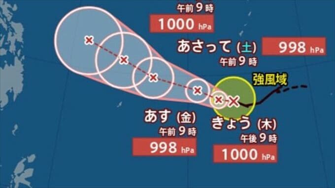 【台風情報】　台風5号は西北西 へ　今年は台風が毎月発生　毎月発生は2015年以来　【台風5号　進路予想　雨のシミュレーション】　|　山梨のニュース | ＵＴＹテレビ山梨