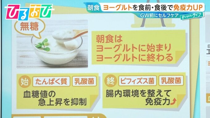 ヨーグルト「食前＆食後」に食べて免疫力UP！？GW前にやっておきたい！暑さに負けない身体づくり【ひるおび】|TBS NEWS DIG