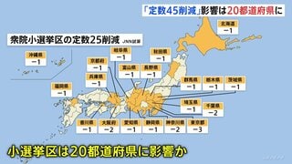 「議員定数45削減」の場合　東京3減・大阪など2減で計20の都道府県に影響の可能性　2020年国勢調査に基づきJNNが「アダムズ方式」で試算　1票の格差拡大のおそれも| TBS CROSS DIG with Bloomberg