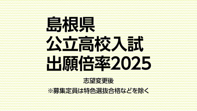 島根県公立高校入試２０２５　志願倍率０．８３倍（全日制・志願変更後）　|　BSSニュース | BSS山陰放送
