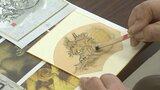 金箔の扇面画に龍を描く日本画ワークショップ 大分 | 大分のニュース|OBS NEWS|大分放送