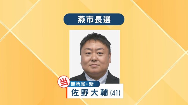【速報】燕市長選 　前市議・佐野大輔氏(41)初当選　144票差で新人一騎打ち制す|TBS NEWS DIG
