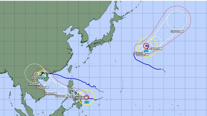 【台風情報】トリプル台風のこのあとの勢力と進路を詳しく　台風20号(ブアローイ)は今後は "非常に強い" 台風に　最大瞬間風速60メートル予報　今後の天気を画像で　気象庁|TBS NEWS DIG