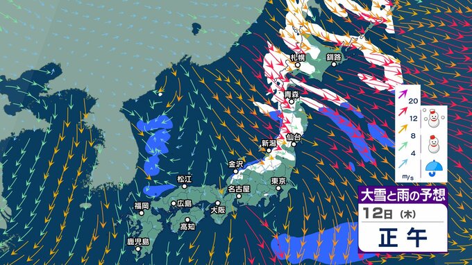 12日にかけ強い寒気が南下…北日本だけでなく東日本の山沿いでも積雪　道路への影響に注意【雪と雨のシミュレーション】週末はさらに強い寒気で大雪や吹雪の可能性も|TBS NEWS DIG