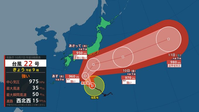【台風情報】台風22号（ハーロン）　日本の太平洋側に接近の可能性　関東甲信地方は注意を　9日にかけ”非常に強い台風”に発達見込み　【雨と風のシミュレーション】|TBS NEWS DIG