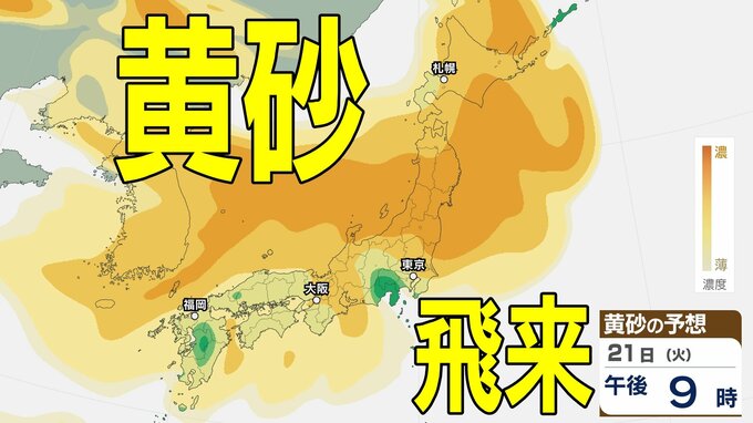 【黄砂情報】きょう20日（月）からしばらく「日本列島」に飛来か…広い範囲で影響の可能性　20日（月）～23日（木）黄砂シミュレーション【気象庁 20日現在】|TBS NEWS DIG