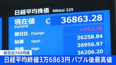 【速報】日経平均終値743円高　3万6863円　終値でバブル後最高値更新| TBS CROSS DIG with Bloomberg