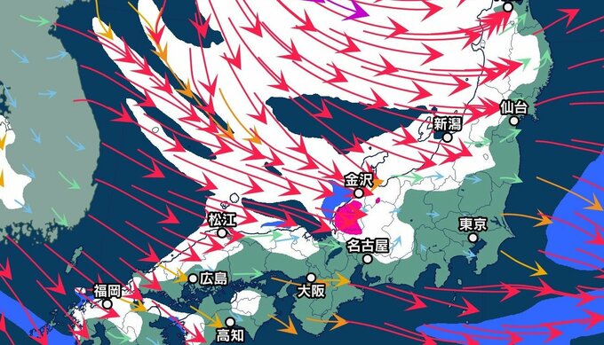 【大雪情報】近畿北部では4～6日頃にかけて「警報級の大雪」となる可能性　降雪予想は北部山地50㎝　北部平地30㎝　中部山地10㎝（4日午後6時までの24時間）その後も降雪量はさらに多くなる見込み【雪と雨のシミュレーション】　|　富山のニュース｜天気・防災｜チューリップテレビ