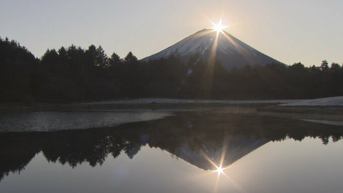 Wダイヤモンド富士の初日の出に「神秘的で今年1年もがんばれそう」　約2000人が鑑賞　山梨・富士河口湖町　|　山梨のニュース | ＵＴＹテレビ山梨