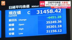 日経平均株価“過去最大”の下げ幅　ブラックマンデー超え　ドル円相場は一時1ドル＝141円台まで円高進行| TBS CROSS DIG with Bloomberg
