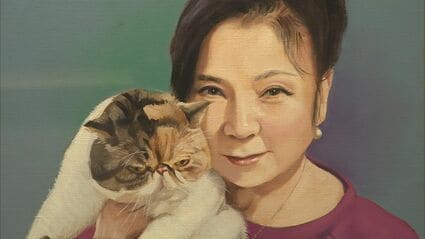 八代亜紀さんの絵画　猫とワインF6 八代亜紀さんの絵画 猫とワインF6 八代亜紀さんの絵画 猫と
