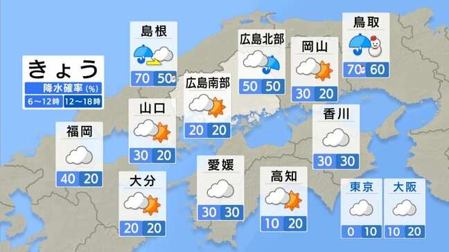 【きょう3/13(金)広島天気】寒気南下で北部では雪　南部では晴れ間も一部にわか雨　北風冷たく冬の寒さ|TBS NEWS DIG