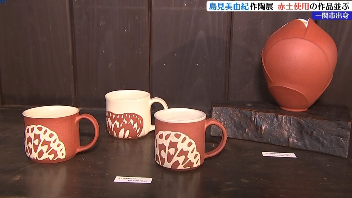 赤土を使用した多くの作品並ぶ 岩手県一関市出身の陶芸家・島見美由紀