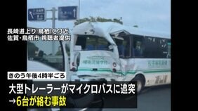 高校のマイクロバスなど6台絡む事故 バスの11人搬送され生徒1人が重傷 大型トレーラーが渋滞の列に突っ込んだか 佐賀・鳥栖市の長崎道|TBS NEWS DIG