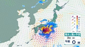 【台風６号・近畿地方】３日明け方から朝に接近の見込み　特に奈良県と和歌山県では、線状降水帯が発生して大雨災害発生の危険度が急激に高まる可能性【風と雨のシミュレーション】　|　富山のニュース｜天気・防災｜チューリップテレビ