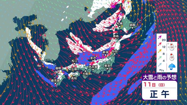 【大雪情報】九州北部では11日は山地・平地ともに大雪に注意　対馬海峡と九州西海上では10日昼前～11日にかけて暴風に警戒【大雪と雪のシミュレーション】|TBS NEWS DIG