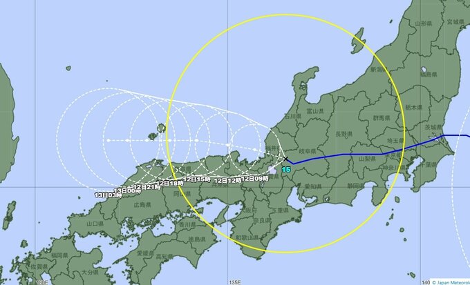 【台風15号】岐阜市付近を西進 通過後も大雨の恐れ 東海地方で13日にかけて大気非常に不安定 三重で150ミリ・静岡で120ミリ予想【雨と風のシミュレーション】 　|　富山のニュース｜天気・防災｜チューリップテレビ