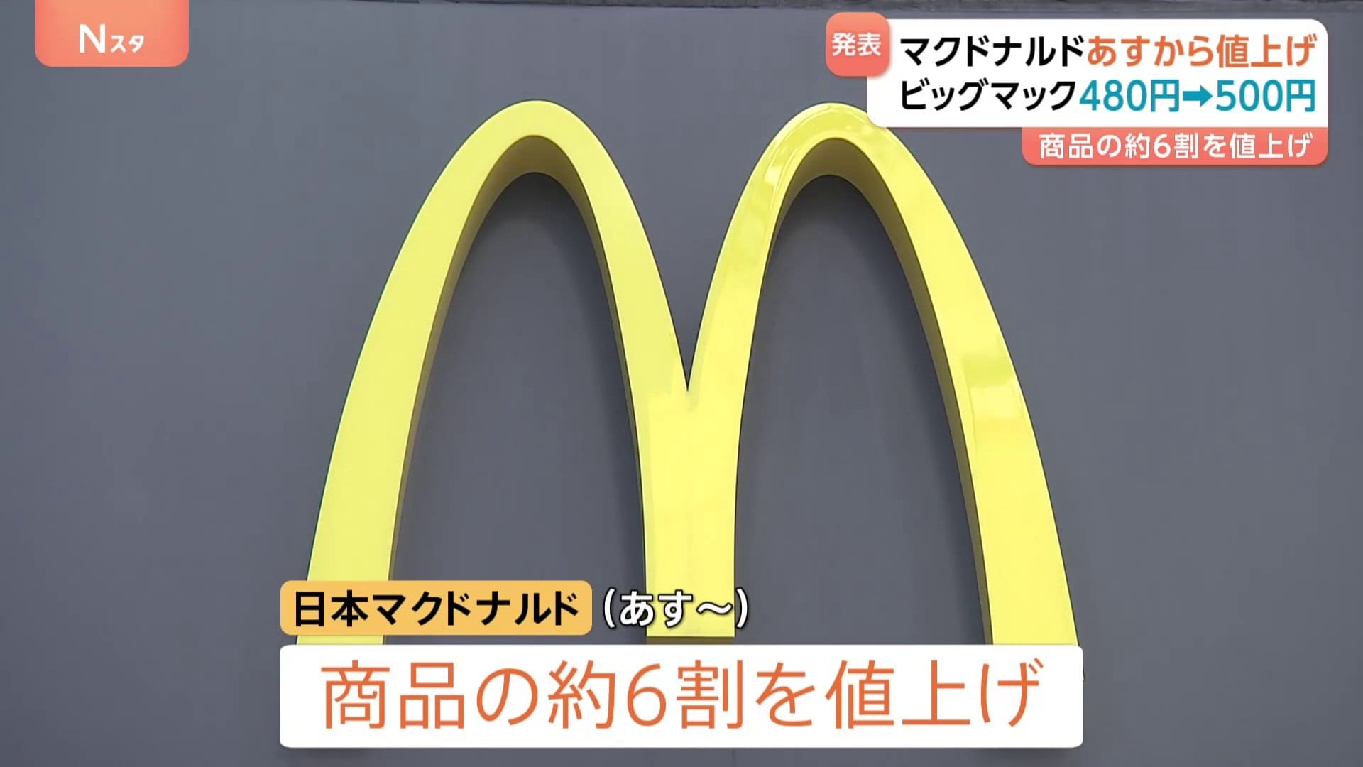 マクドナルドが約6割の商品を値上げへ ビッグマック480円⇒500円に