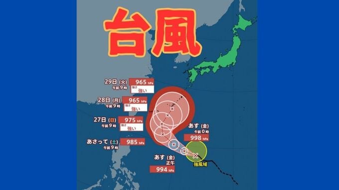 【台風情報】台風26号発生…27日午前9時に「強い」勢力へ発達する見込み　今後の進路・天気は？全国の週間予報と雨・風シミュレーション　《気象庁・9月24日12時45分発表》　|　北海道のニュース｜HBC北海道放送