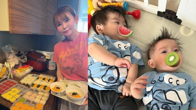 【 中川翔子 】　離乳食ストック作りに奮闘　双子の「GUCCIのTシャツ」姿も公開|TBS NEWS DIG