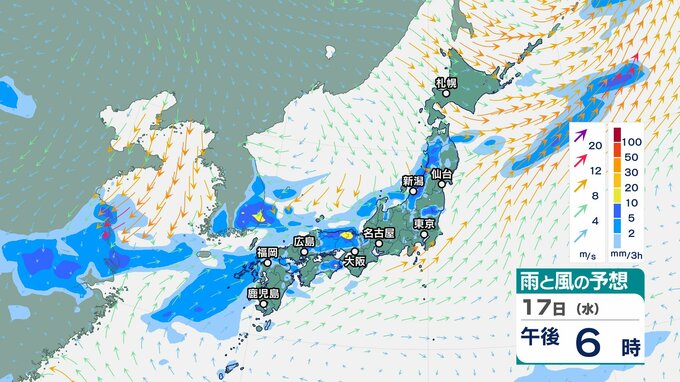 【気象情報】関東甲信地方は17日昼過ぎから夜遅くにかけて大気の状態が非常に不安定に　落雷や竜巻などの激しい突風、局地的な非常に激しい雨、降ひょうに注意を【雨と風のシミュレーション】　|　富山のニュース｜天気・防災｜チューリップテレビ