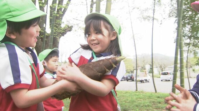 「いっぱい採れてうれしかった」園児タケノコ掘りに挑戦　大分|TBS NEWS DIG