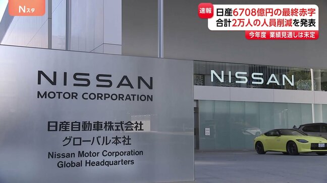 【速報】日産自動車、3月までの1年間の最終損益が6708億円の赤字に　計2万人におよぶ人員削減を発表|TBS NEWS DIG