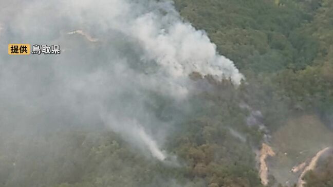 【続報】山林火災、未だ鎮火に至らず　鳥取県の防災ヘリが放水、消火活動続く　応援も要請　島根県安来市|TBS NEWS DIG