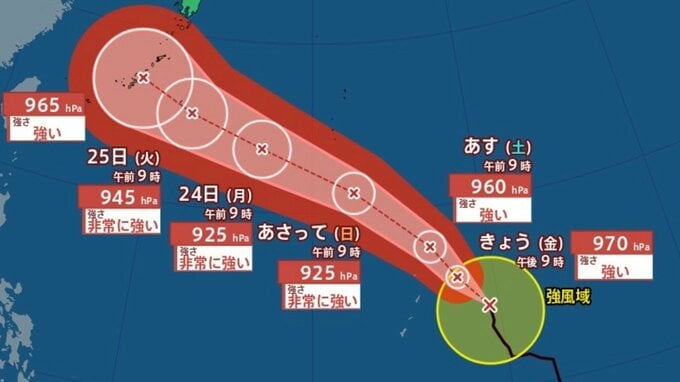 【台風情報】最大瞬間風速70m/s、925hPa予想「台風18号（ソウデル）」沖縄本島に接近後、急カーブの可能性も...31日までの雨・風シミュレーションで確認【気象庁21日9時45分発表】|TBS NEWS DIG