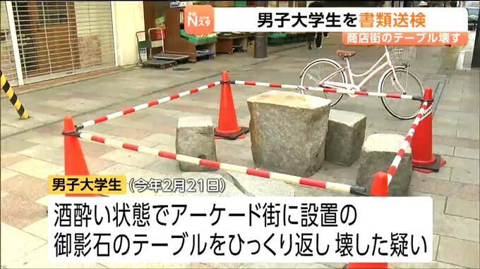 アーケードの御影石のテーブル（重さ300kg）を壊した男子大学生　書類送検　仙台　|　宮城のニュース│tbc NEWS│tbc東北放送