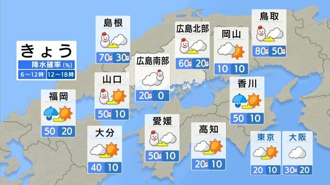 【きょう12/19(木)広島天気】北部では昼過ぎまで雪　南部では次第に日が差す　北風冷たい|TBS NEWS DIG