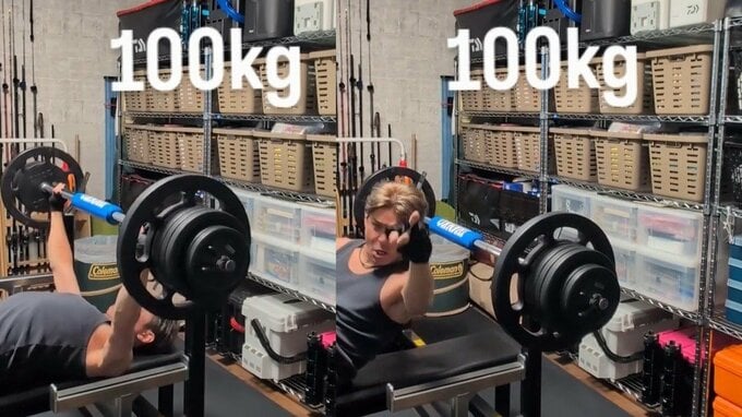 【 照英 】「100kg」ベンチプレスで4回リフト「努力しろ熱くなれ『52歳』」　22歳当時の最大155kgを目指す|TBS NEWS DIG