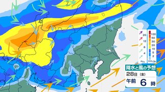 【大雨情報】北陸地方　1時間に40mm”激しい雨”のところも…28日午前中は土砂災害に厳重警戒　土砂災害の危険性も高まるおそれも【雨と風のシミュレーション】　|　富山のニュース｜天気・防災｜チューリップテレビ