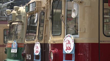 大正形電車」も登場 路面電車の記念撮影会にファン集結 広島電鉄 江波