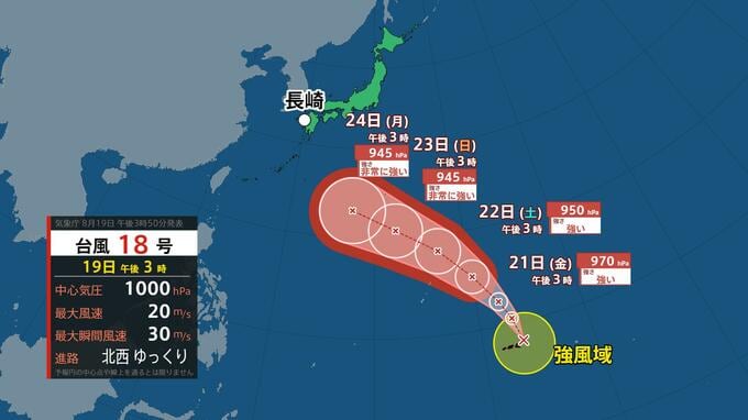 【台風情報】台風18号(ソウデル) これまでの予想以上に発達し「非常に強い」勢力へ…24日には日本の南へ|TBS NEWS DIG