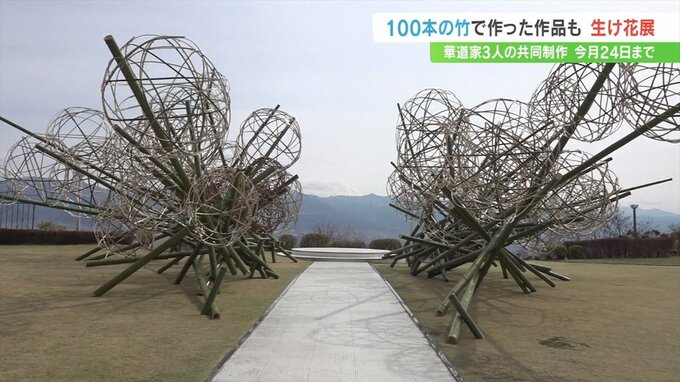 100本の竹を使ったダイナミックな作品も　華道家3人が共同制作　生け花の展示会|TBS NEWS DIG