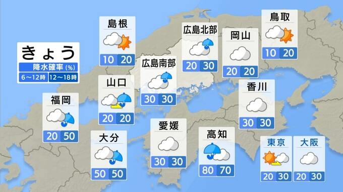 【きょう8/19(月) 広島天気】大気の状態が不安定　一日曇り空で雨が降ったりやんだり　局地的な雷雨に注意　|　RCC NEWS | 広島ニュース | RCC中国放送