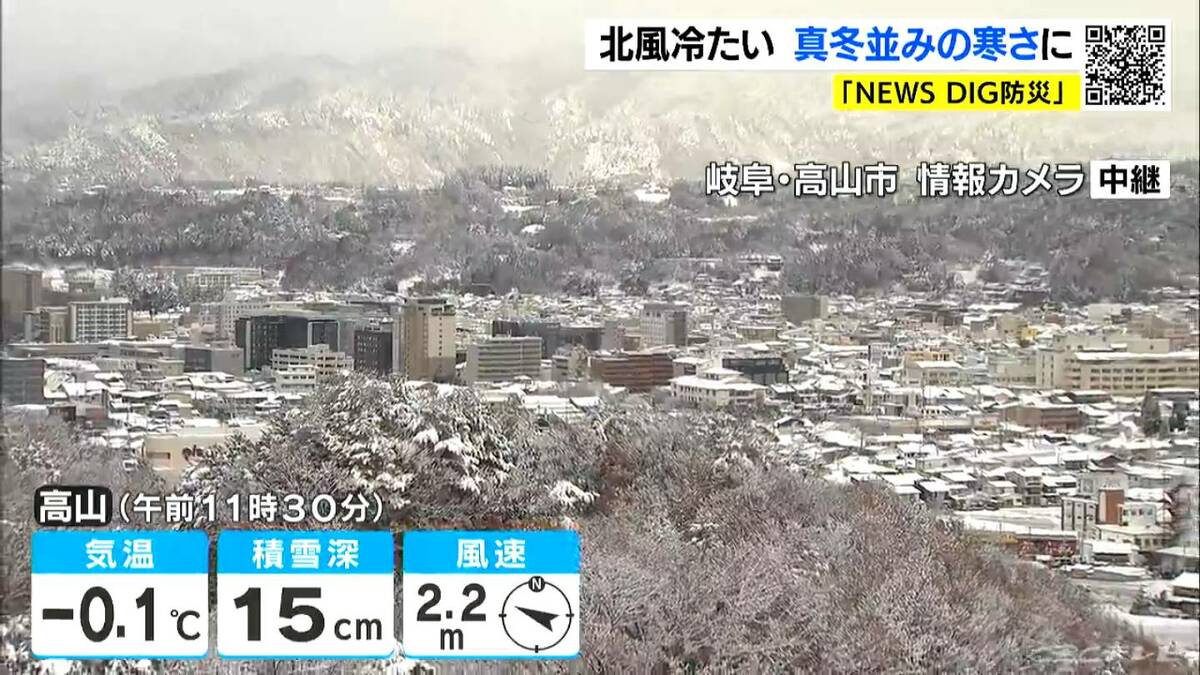 日中も各地で厳しい寒さ 岐阜県山間部はあすにかけて積雪の増える所もある見込み（12/4昼 天気予報）