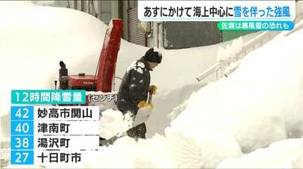 佐渡では“暴風雪”の恐れも 17日にかけて海上を中心に雪を伴った強風の