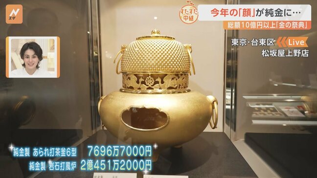 総額10億円以上 松坂屋上野店で実際に買える「金の祭典」が開催中！今年の「顔」が純金に！？大谷翔平ペンダントも登場【すたすた中継】|TBS NEWS DIG
