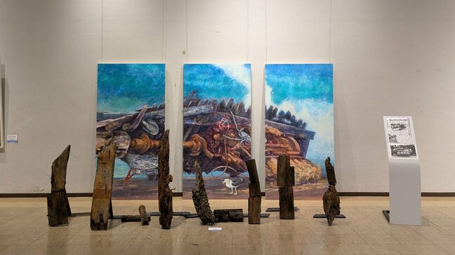 絵画や立体造形、芸術家が会場で作り上げたインスタレーションなど56点が並ぶ 美術団体「エコール・ド・エヌ」の会員の作品を集めた展覧会 盛岡市|TBS NEWS DIG