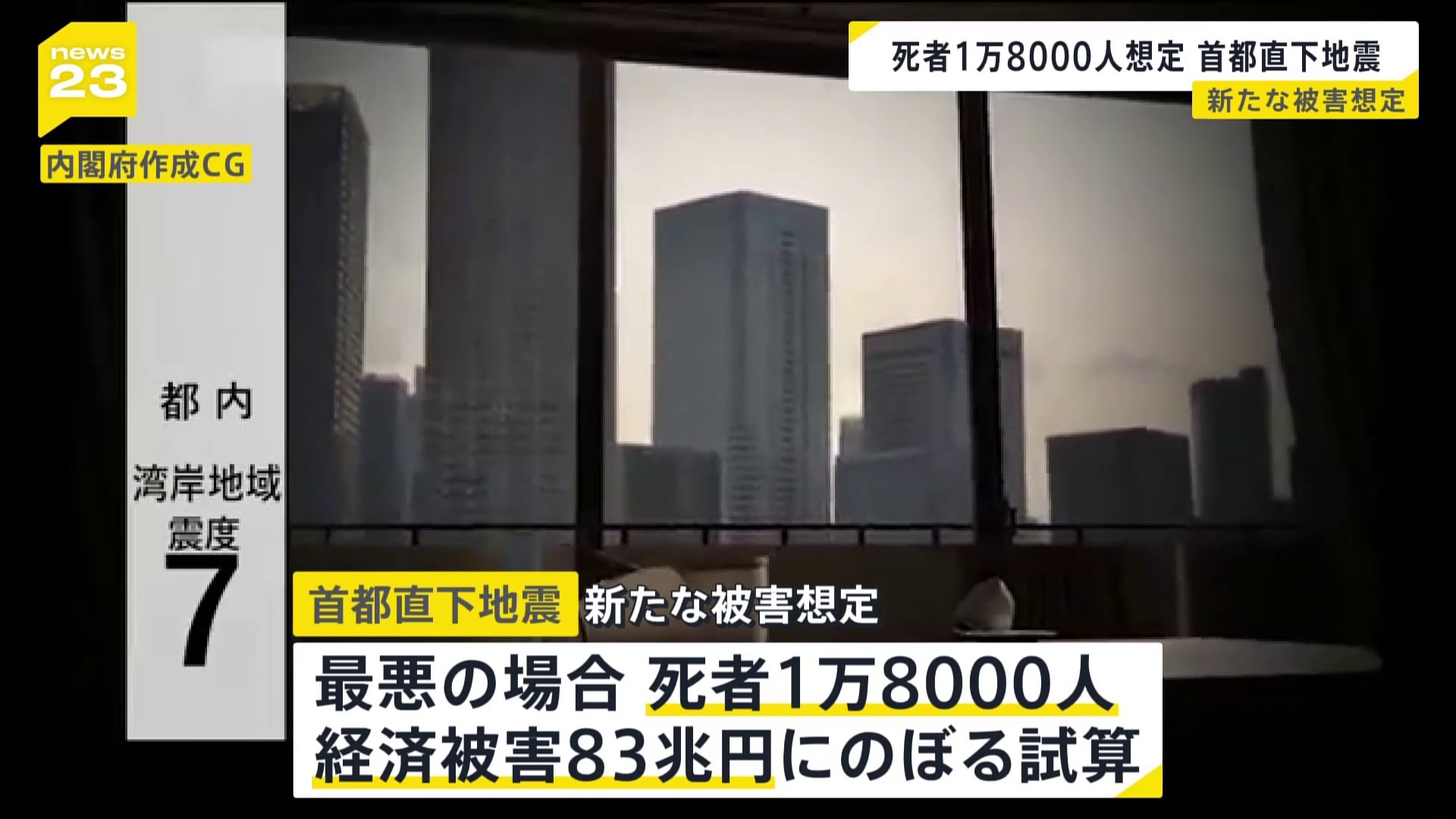 死者1万8000人・経済被害は83兆円と推計か 首都直下地震の新たな被害